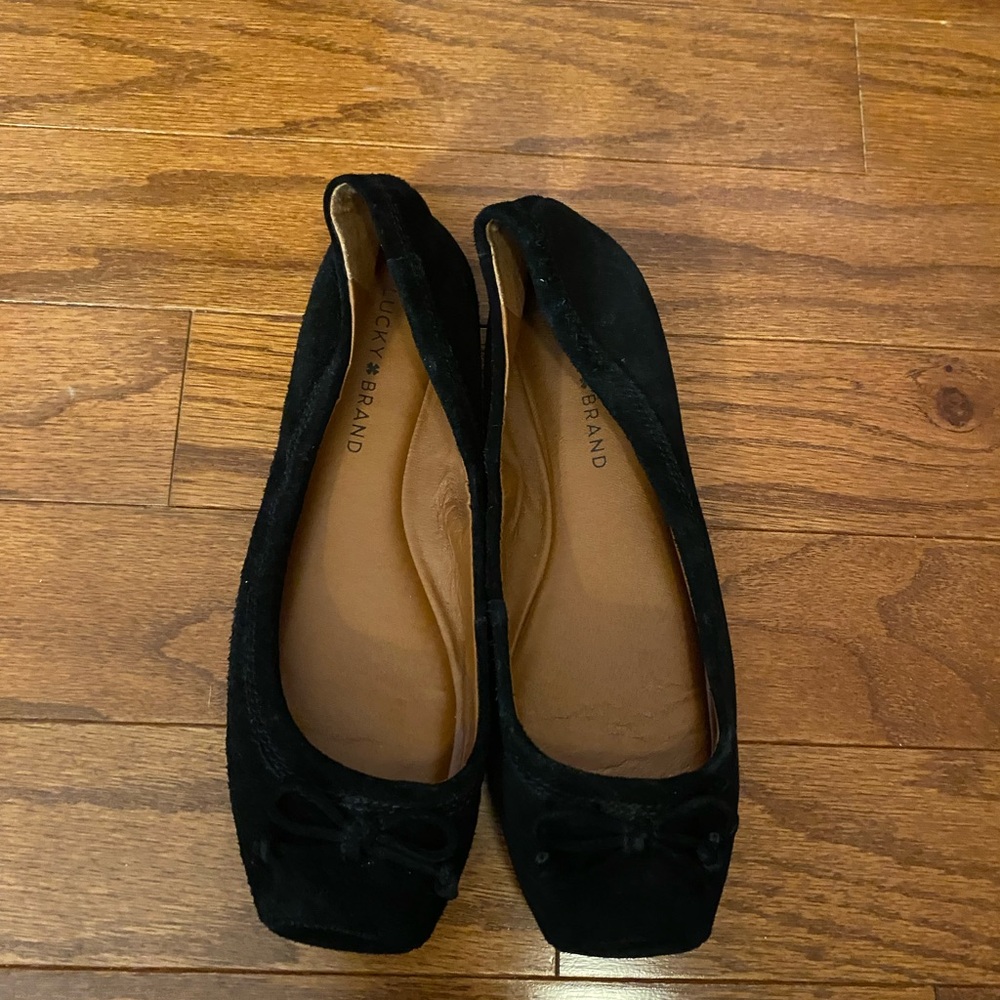 Lucky Brand Black Suede Ballet Flats